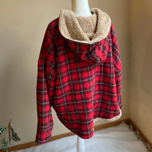 Wild Fable Sherpa Lined Flannel Button Shacket - Picture 6 of 10